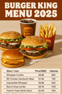 Burger King Menu 2025 with updated prices